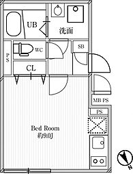 LEGALAND中目黒 ワンルームの間取図画像