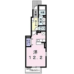 アルバータI 1階ワンルームの間取り