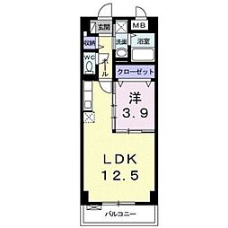リリー・ヒルズ 5階1LDKの間取り