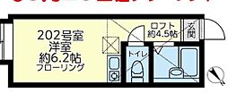 ユナイト小田栄シャンティー ワンルームの間取図画像