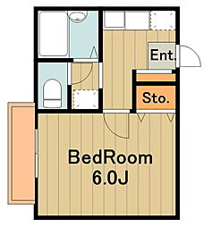 京王相模原線 南大沢駅 徒歩24分の賃貸アパート 2階1Kの間取り