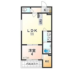 イル・フィオーレ一津屋 1LDKの間取図画像