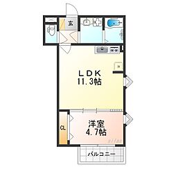 ソフィアウエスト 1LDKの間取図画像