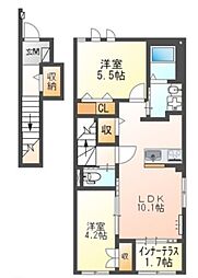 JR福知山線 塚口駅 徒歩17分の賃貸アパート 2階2LDKの間取り