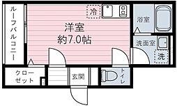 リノヴェルディ中板橋 2階ワンルームの間取り