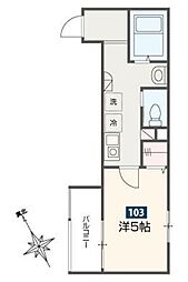 ゴールデンハウス平井 1階1Kの間取り