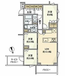 サンウッド西荻窪 3LDKの間取図画像