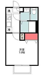 アンソレイエ園生 2階1Kの間取り