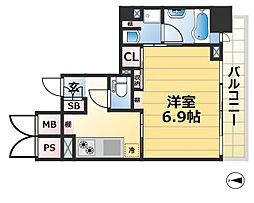 RESIDIA神戸元町 1Kの間取図画像
