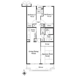 プレジデント・ミタマ 3LDKの間取図画像