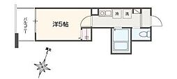 MELLAS矢部II 1Kの間取図画像