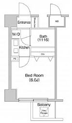 プライムアーバン川崎 4階1Kの間取り