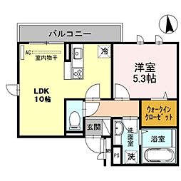 近鉄南大阪線 矢田駅 徒歩12分の賃貸アパート 1階1LDKの間取り