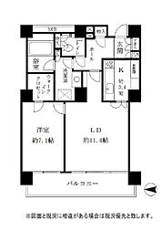リバーポイントタワー 13階1LDKの間取り