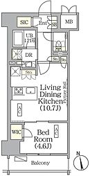 ザ・パークハビオ神楽坂レジデンスSouth 1LDKの間取図画像