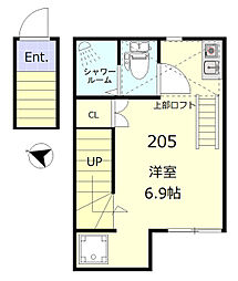 クアルト板橋 2階ワンルームの間取り