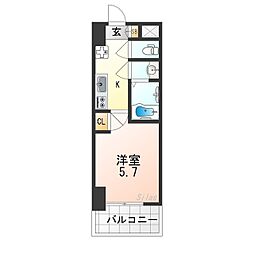 JR関西本線 東部市場前駅 徒歩4分の賃貸マンション 4階1Kの間取り