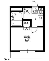 レオパレス相川マンション 1Kの間取図画像