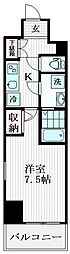 ライジングプレイス西浅草 2階1Kの間取り