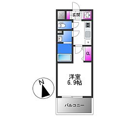 JR関西本線 平野駅 徒歩7分の賃貸マンション 5階1Kの間取り