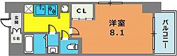 プロシード神戸元町 1Kの間取図画像