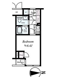 JR山手線 五反田駅 徒歩14分の賃貸マンション 1階1Kの間取り