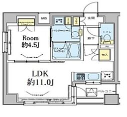 ドゥーエ五反田 2階1LDKの間取り