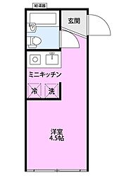 新潟市西区五十嵐東3丁目アパート ワンルームの間取図画像