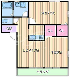 アメリカンアベニュー19th 2LDKの間取図画像