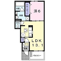 ボニート西本町 1LDKの間取図画像