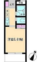 西武新宿線 沼袋駅 徒歩5分の賃貸マンション 1階1Kの間取り
