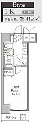 プライムアーバン新百合ケ丘 1Kの間取図画像