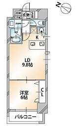 KDX千葉中央レジデンス 9階1LDKの間取り