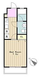 シャレー21 1Kの間取図画像