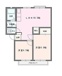 プルミエール白根 2LDKの間取図画像