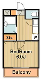 多摩都市モノレール 中央大学・明星大学駅 徒歩3分の賃貸アパート 1階1Kの間取り