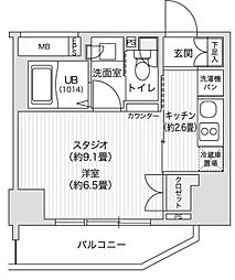 レジディア笹塚2 1Kの間取図画像