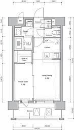 ネストピア薬院 1LDKの間取図画像