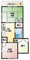 メゾンコモダ 2Kの間取図画像