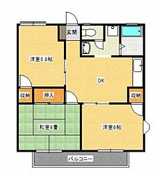 ドエル二ヶ谷 1階3DKの間取り