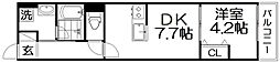 EIJU牧野駅前A 1DKの間取図画像