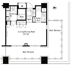 パークアクシス浜松町 11階1Kの間取り