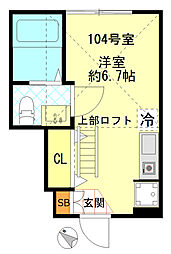 ＦＥＲＩＯ綾瀬イーストコート 1階ワンルームの間取り