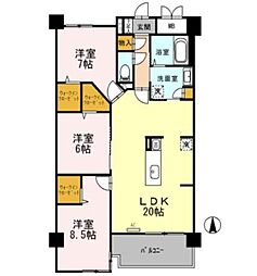 JR東海道・山陽本線 立花駅 徒歩13分の賃貸マンション 4階3LDKの間取り