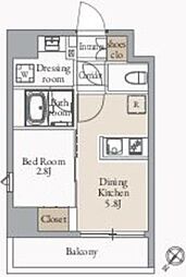 JMF-Residence蔵前二丁目 1DKの間取図画像