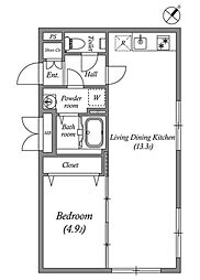 LEGALAND都立大学II 3階1LDKの間取り