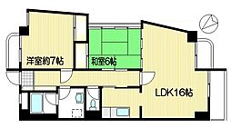 グランデュール向ヶ丘 2LDKの間取図画像