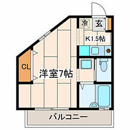 パレス菊名 ワンルームの間取図画像