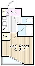 パワーク調布 1Kの間取図画像