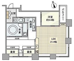 青山パークタワー 1LDKの間取図画像